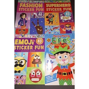 Lot Of 4 Colorful Sticker Fun Activity Books For Kids Learning